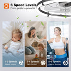 Small Flush Mount Ceiling Fan with LED Light 3000-6000K Dimmable Remote Fandelier Bedroom Kitchen — 20 to 24 Inch