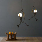 Miro Retro Modern Iron Man Pendant Light, Black