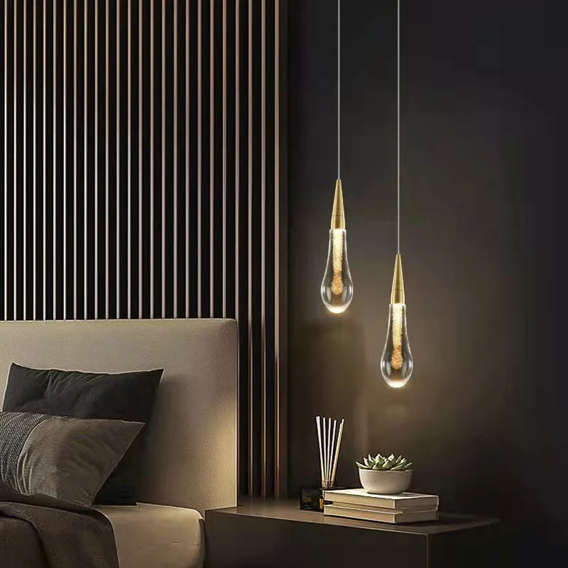 Teardrop Gold Pendant Light
