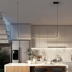 Clen Modern Linear Pendant Light Double Frame, Black/Gold
