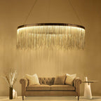 Arisha Tassel Chain Art Deco Pendant Light Silver/Gold Living Room/Hall