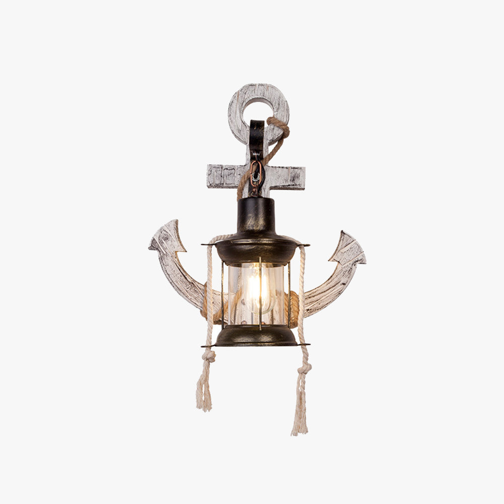 Epoch Anchor Lantern Wall Lamp – Vintage Antique Wooden Bedroom Sconce
