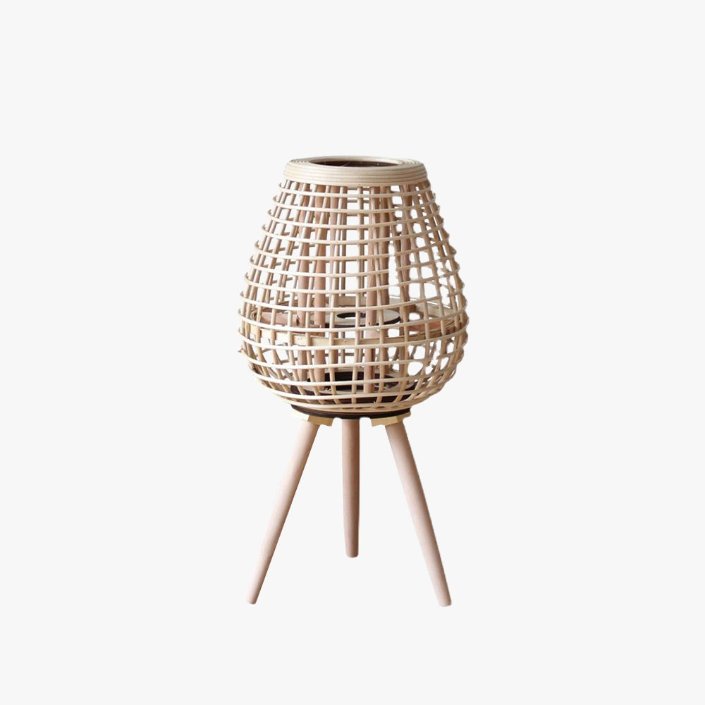 Ritta Floor Lamp, Wood & Rattan