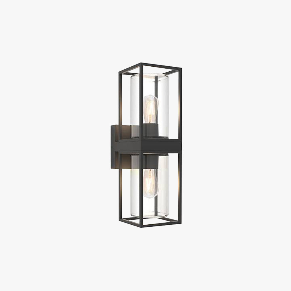 Ray Modern Rectangular Black Metal Outdoor Wall Lamp