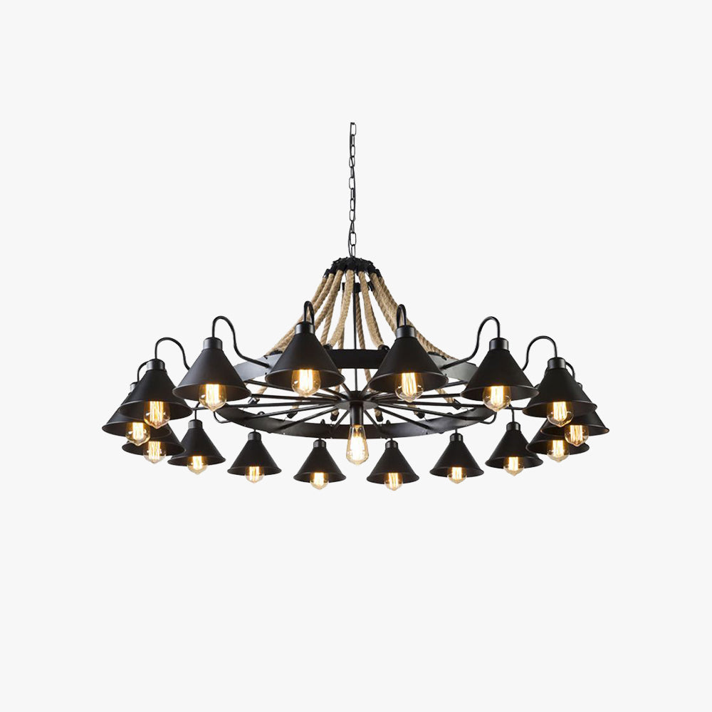 Epoch Vintage Industrial Rope Chandelier  Living Room