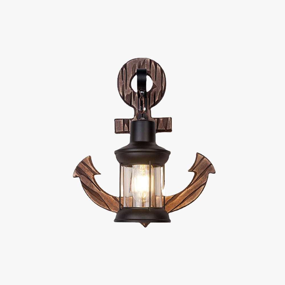 Epoch Anchor Lantern Wall Lamp – Vintage Antique Wooden Bedroom Sconce