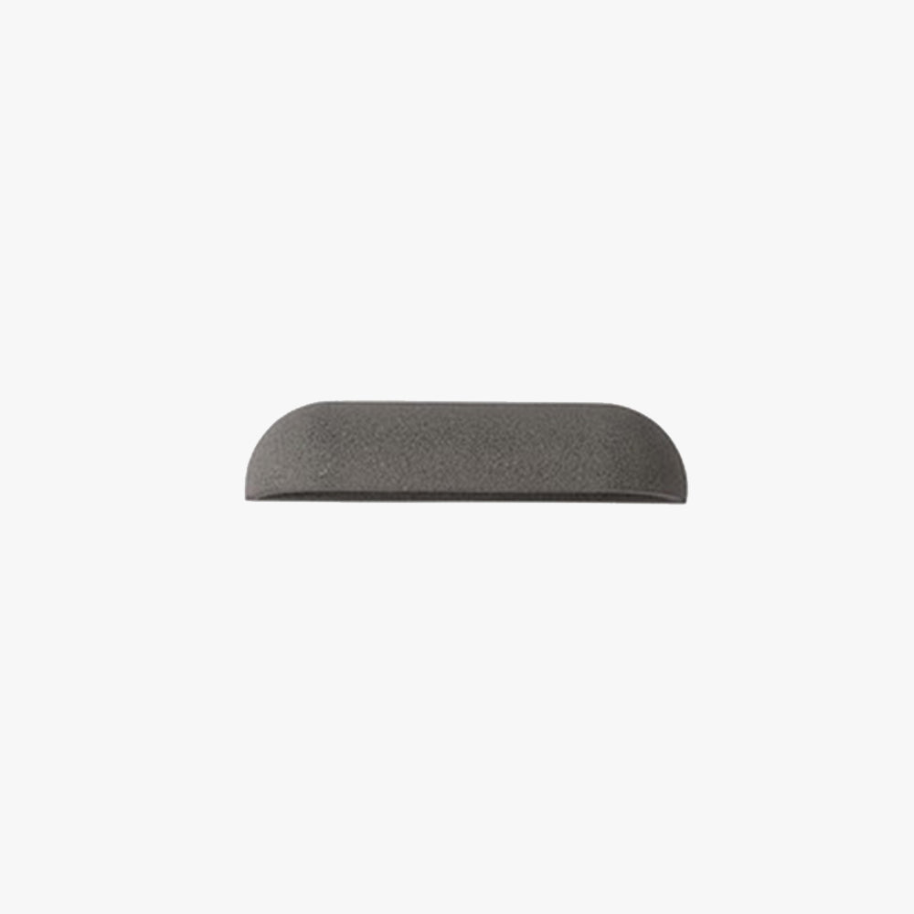 Ray Modern Minimalist Semi-Elliptical Metal and Stone Outdoor Wall Lamp, Black and White