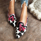 Orthopedic-Inspired Soft Suede Leopard Pointed Loafers