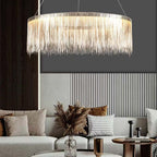 Arisha Tassel Chain Art Deco Pendant Light Silver/Gold Living Room/Hall