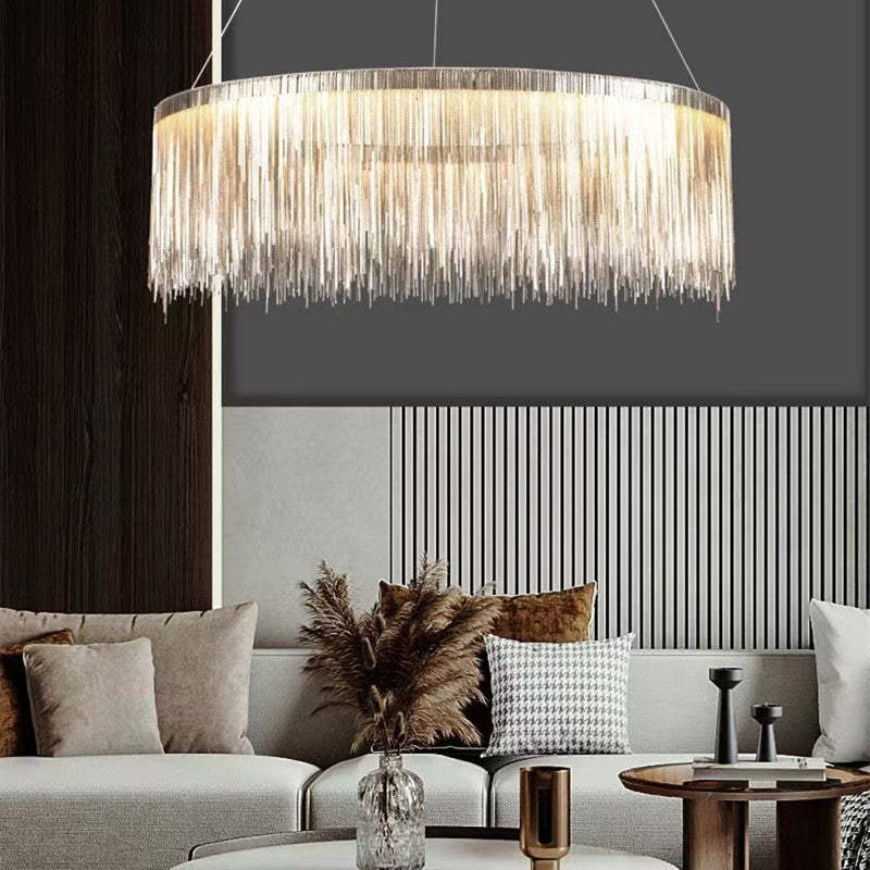 Arisha Tassel Chain Art Deco Pendant Light Silver/Gold Living Room/Hall