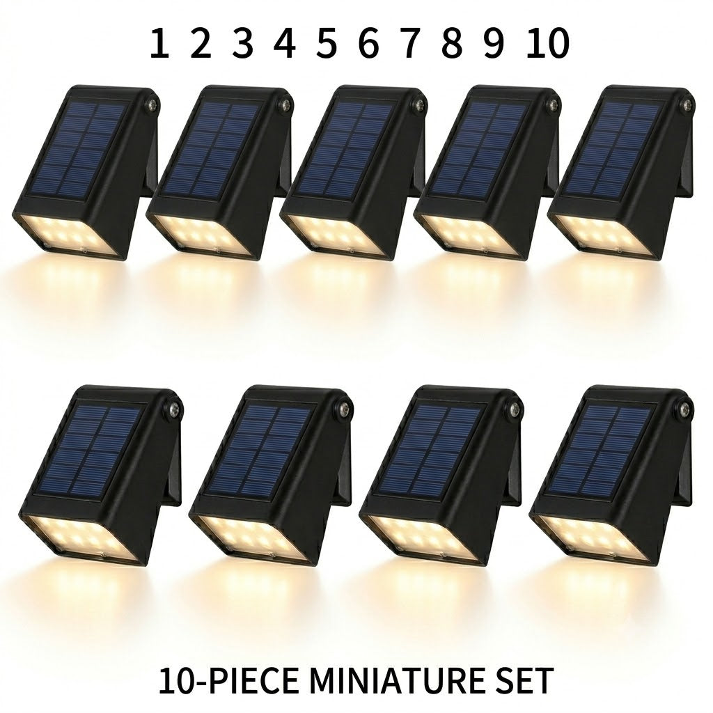 Solar Down Light Wall Sconce Waterproof Black Modern LED Outdoor — Sets of 2 to 10