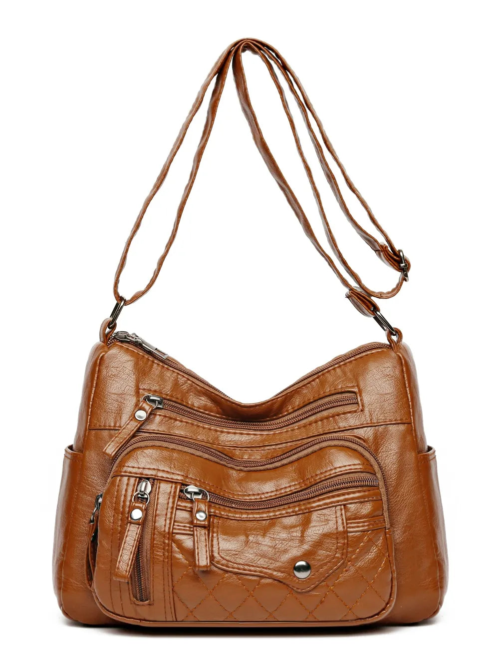 Leather Multi Pockets Adjustable Strap Shoulder Bag