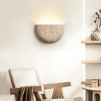 Wabi-Sabi Travertine Stone Wall Lamp Minimalist Modern Sconce Bedroom Living Room