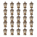 Stone Pillar Light Fixture Retro Pavilion-Style LED Solar & Hardwired Outdoor — Black Bronze Sets