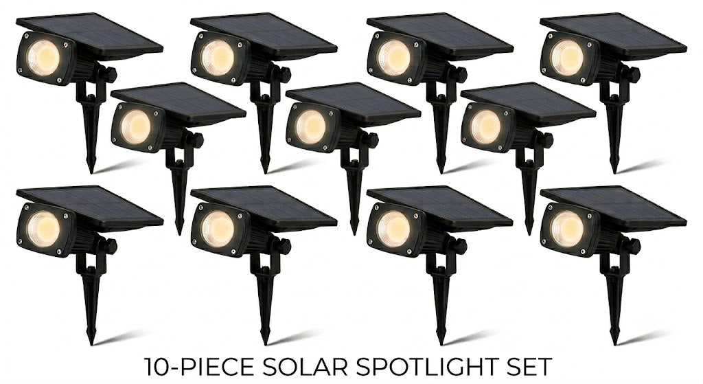 Waterproof RGB Solar Ground Spike Spotlight LED Tree Accent Outdoor — Warm White Singles to 8-Pack