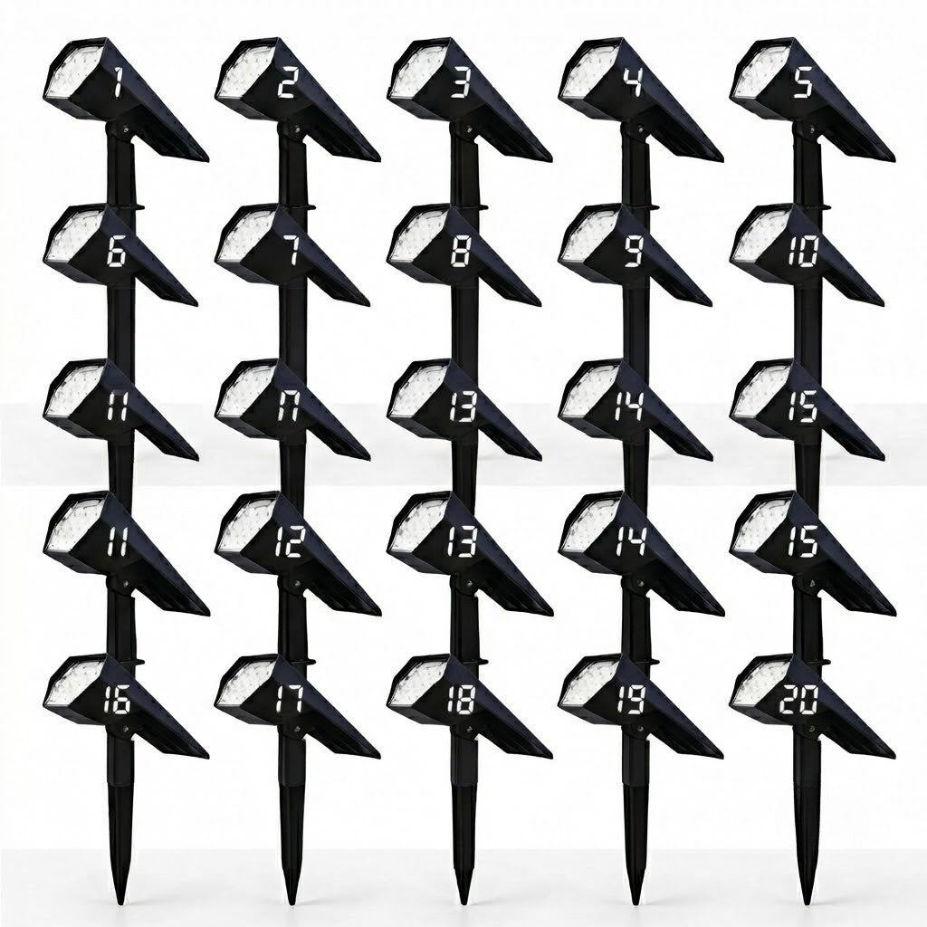 Solar Flood Spike Light Adjustable Angle Aluminum Glass Landscape Outdoor — Warm White Sets