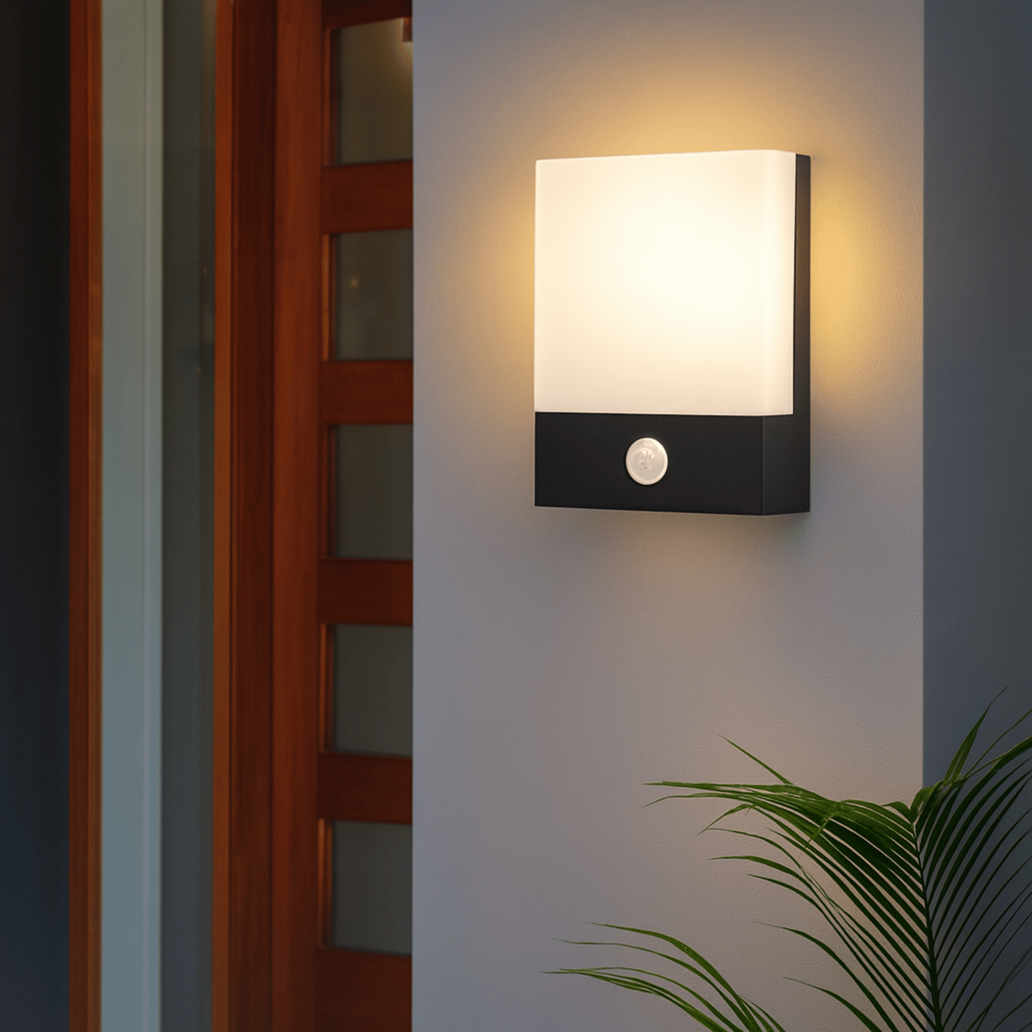 LED Outdoor Wall Light Waterproof Motion Sensor Aluminum IP65 Porch Courtyard — Warm Cool White