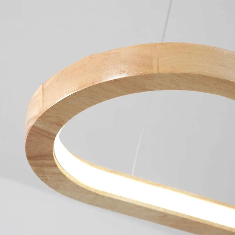 Veon Contemporary Oval Wooden Pendant Light