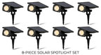 Waterproof RGB Solar Ground Spike Spotlight LED Tree Accent Outdoor — Warm White Singles to 8-Pack