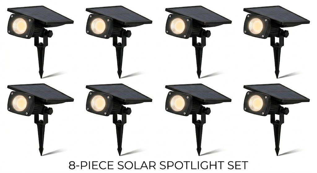 Waterproof RGB Solar Ground Spike Spotlight LED Tree Accent Outdoor — Warm White Singles to 8-Pack
