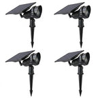 Solar Lawn Spotlights Adjustable Outdoor Tree Accent Light Aluminum — Warm White & RGB Sets