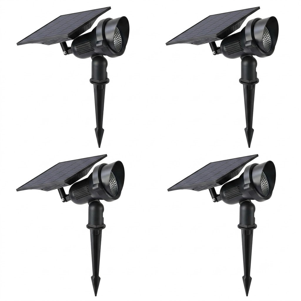 Solar Lawn Spotlights Adjustable Outdoor Tree Accent Light Aluminum — Warm White & RGB Sets