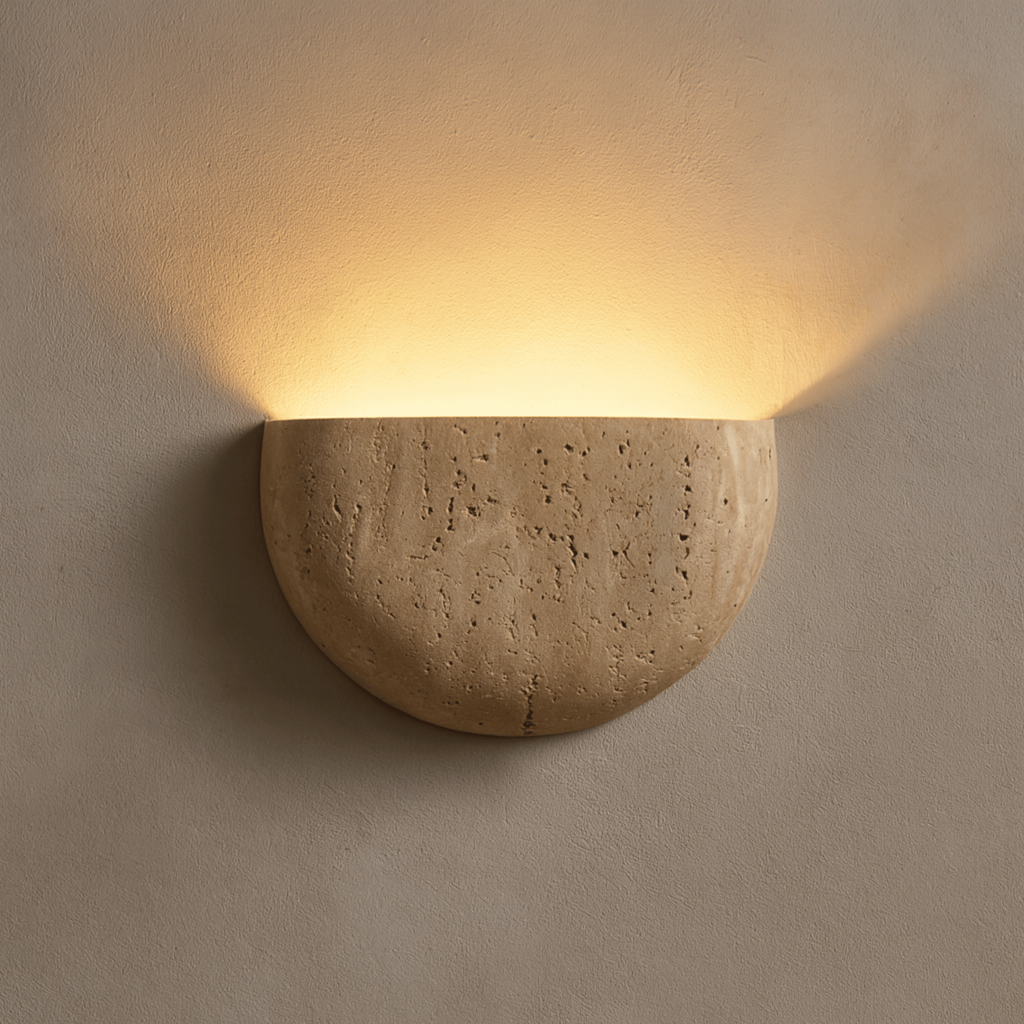 Wabi-Sabi Travertine Stone Wall Lamp Minimalist Modern Sconce Bedroom Living Room