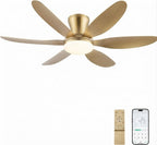 Low Profile Flush Mount Ceiling Fan with LED Light Dimmable Remote Noiseless Bedroom — 36 to 46 Inch