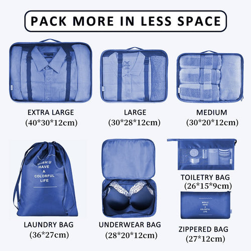 7-Piece Travel Packing Cubes Set – Suitcase Clothing Organizer Bags for Luggage, Mesh Packing Cubes & Travel Storage Bags