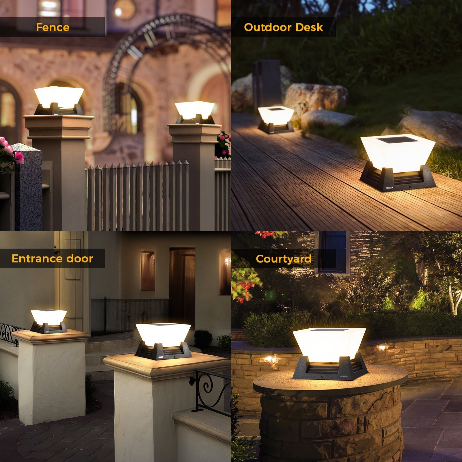 RIRZ NOVA Solar Post Light Modern Architectural LED Outdoor Pathway Garden — 28cm