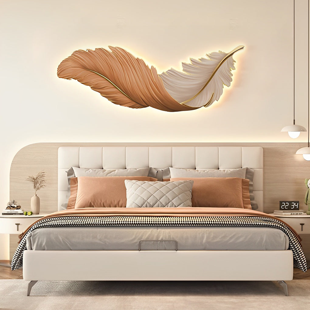 Feather Wall Lamp USB DC5V Remote Control LED Art Deco Bedroom Living Room