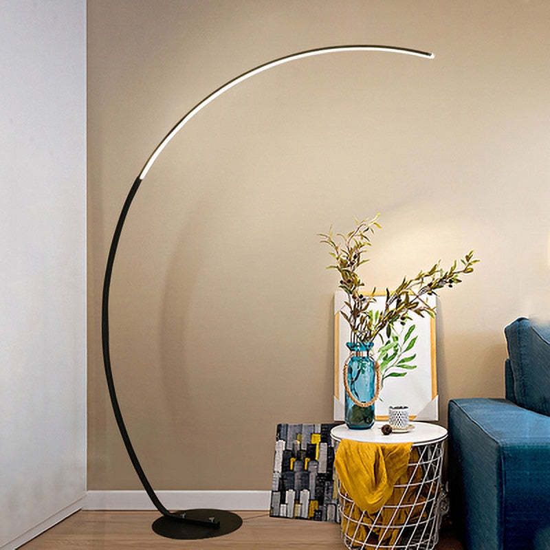 Mira Modern Arc LED Floor Lamp, Black/White, Metal/Silicon