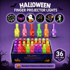 Halloween finger projector rings shown in the pack as party favors