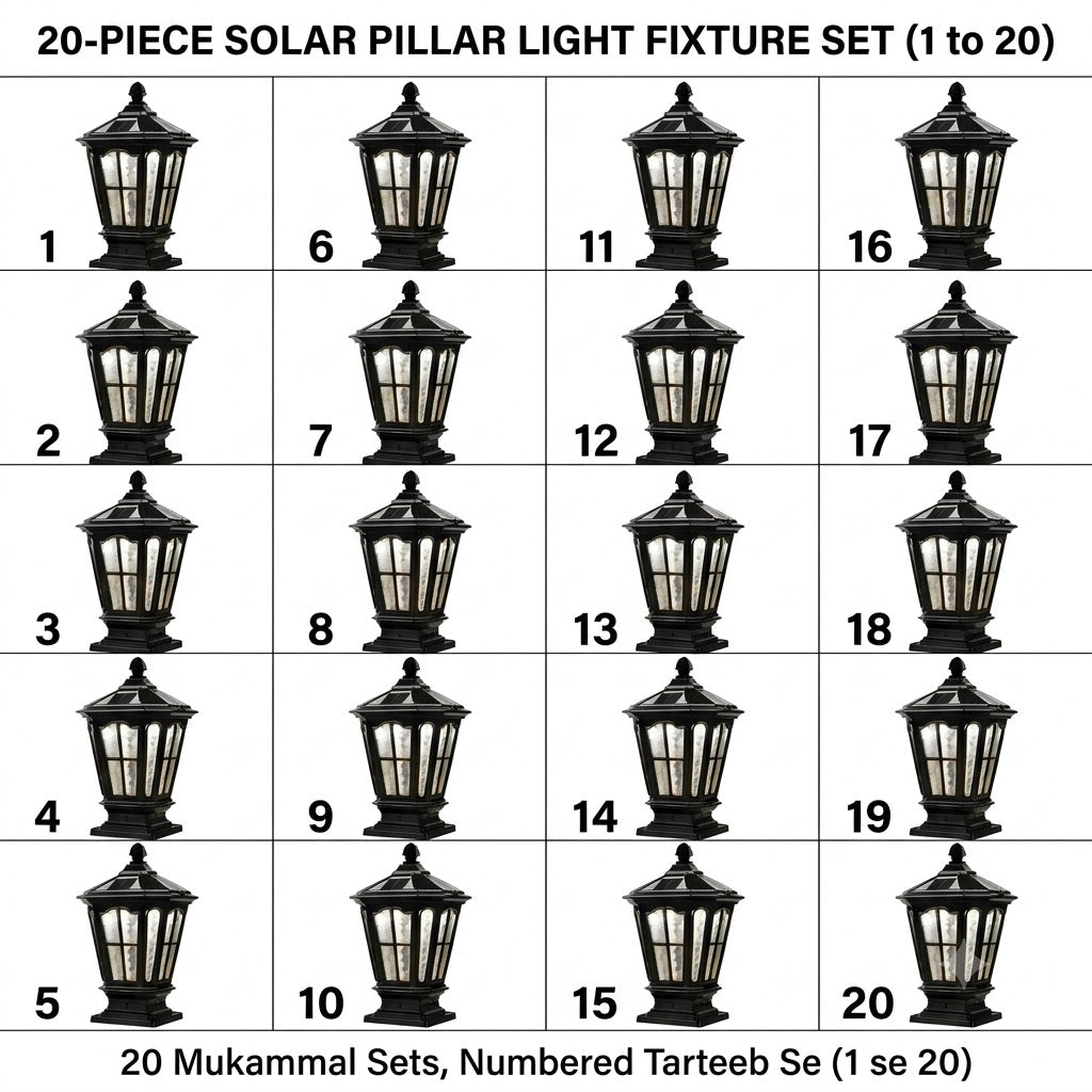 Stone Pillar Light Fixture Retro Pavilion-Style LED Solar & Hardwired Outdoor — Black Bronze Sets