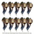 Peacock Outdoor Wall Light Retro European Aluminum Waterproof Hardwired — Black Bronze Sets