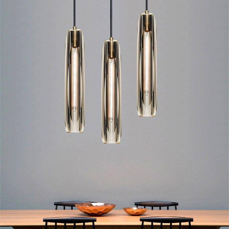 June Brass Designer Glass Pendant Lamp Smoky
