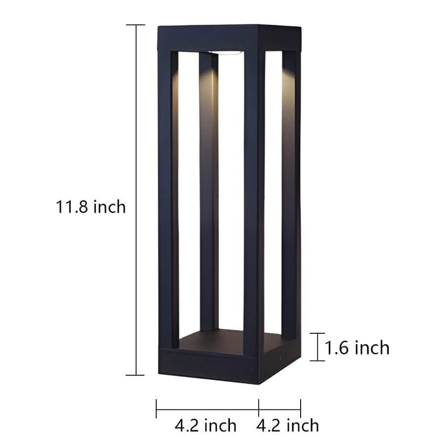 LED Bollard Garden Light Black Aluminum Square Landscape Pathway Hardwired — 31 Inch Sets