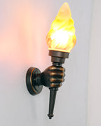 Torch Outdoor Wall Light Retro Flame Style LED Waterproof Porch Garden Entrance — Black Bronze