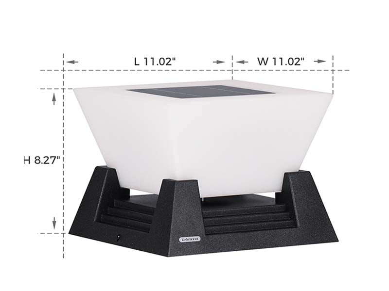 RIRZ NOVA Solar Post Light Modern Architectural LED Outdoor Pathway Garden — 28cm
