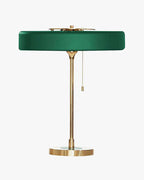 Mid-Century Round Table Lamp with Pull Chain Fabric Shade Warm LED Bedside Living Room — 3 Colors