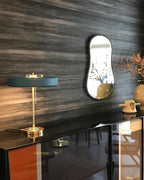 Mid-Century Round Table Lamp with Pull Chain Fabric Shade Warm LED Bedside Living Room — 3 Colors
