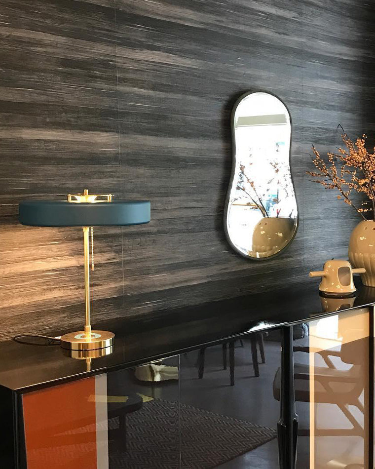 Mid-Century Round Table Lamp with Pull Chain Fabric Shade Warm LED Bedside Living Room — 3 Colors