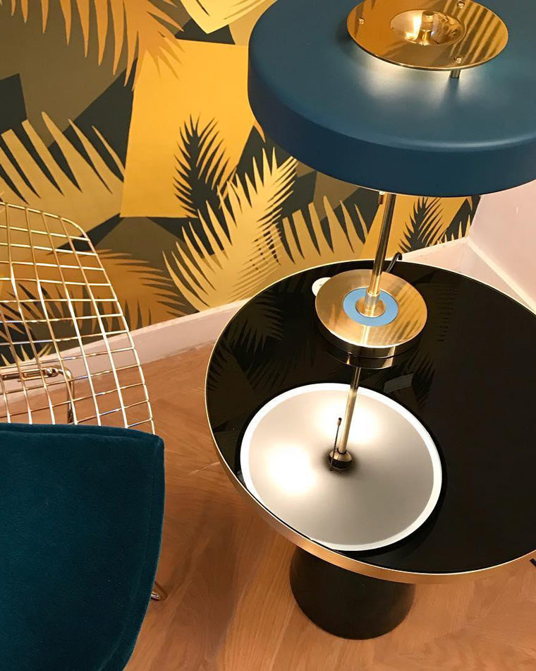 Mid-Century Round Table Lamp with Pull Chain Fabric Shade Warm LED Bedside Living Room — 3 Colors