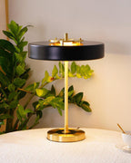 Mid-Century Round Table Lamp with Pull Chain Fabric Shade Warm LED Bedside Living Room — 3 Colors