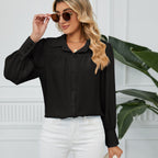 Amazirhub | Women’s Long Sleeve Button-Up Blouse Shirt – Elegant Relaxed Fit Top