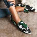 Orthopedic-Inspired Soft Suede Leopard Pointed Loafers