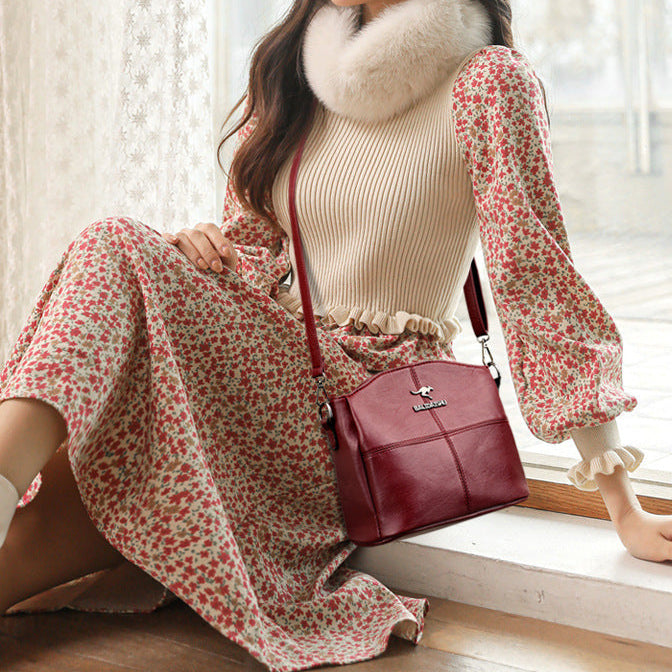 Splicing bag single shoulder crossbody bag