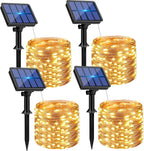 Solar fairy lights copper wire warm white outdoor waterproof tree garden — 100 to 500 LED