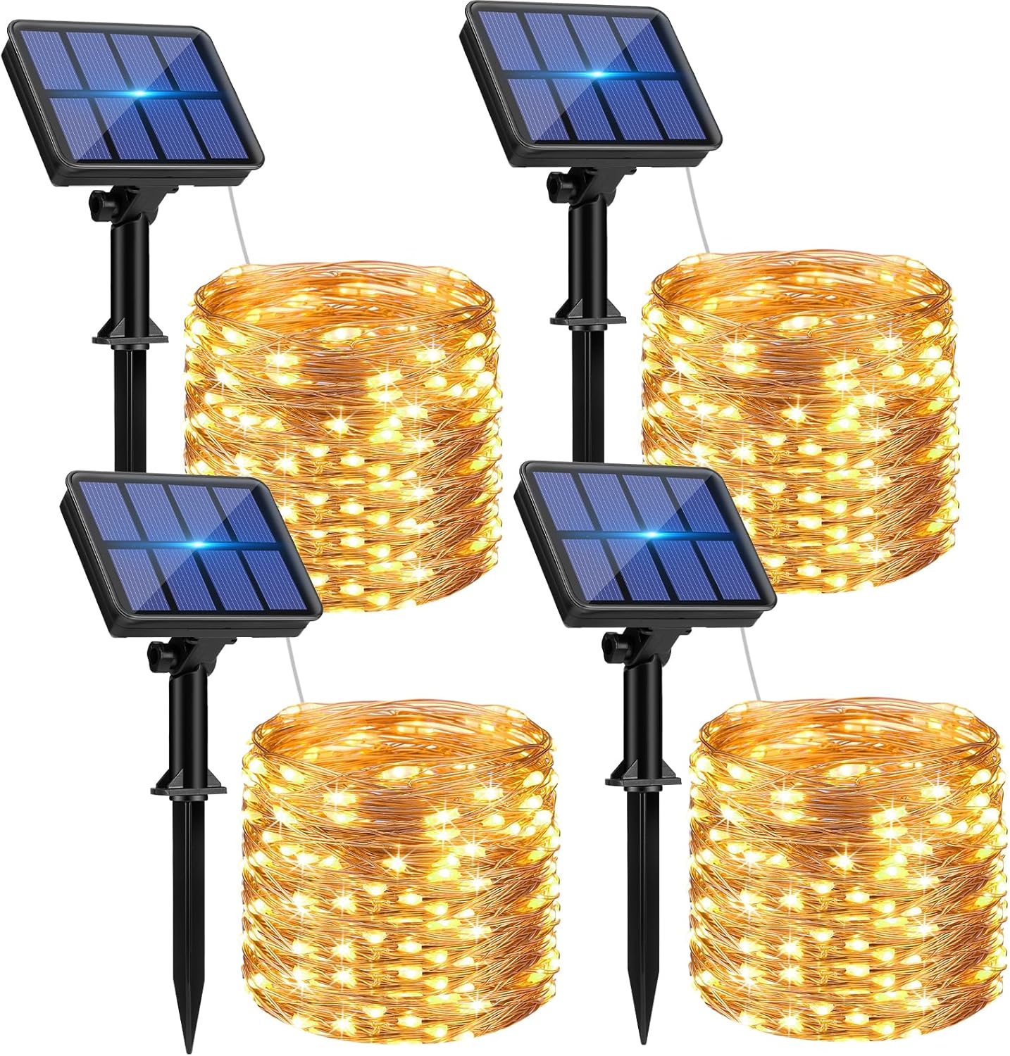 Solar fairy lights copper wire warm white outdoor waterproof tree garden — 100 to 500 LED