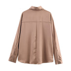 Amazirhub | Elegant Silk Blouse Shirt – Off-Shoulder Long Sleeve Top